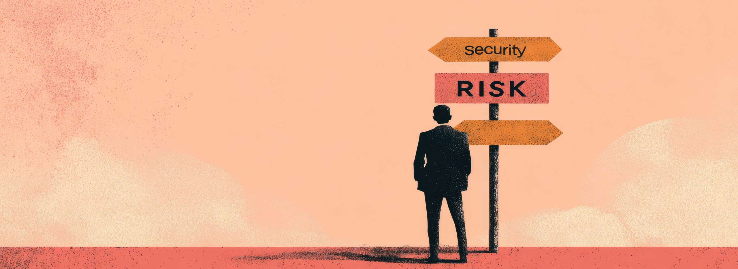 uomo di spalle che guarda cartelli di direzione per scegliere tra rischio e sicurezza